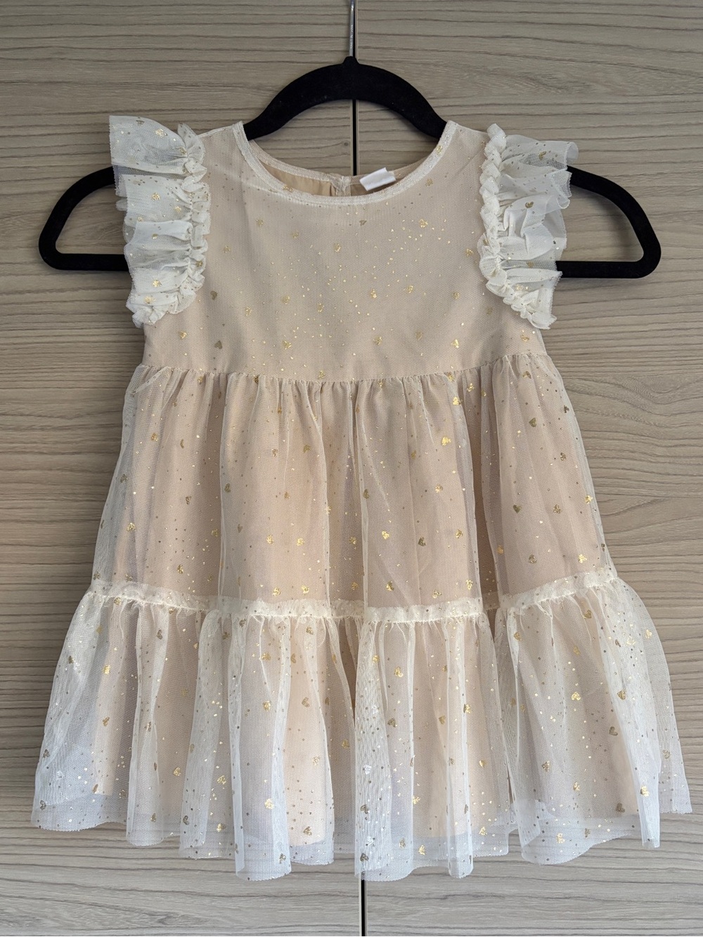 Baby Gap Cream Tiered Tulle Dress with Gold Sparkle